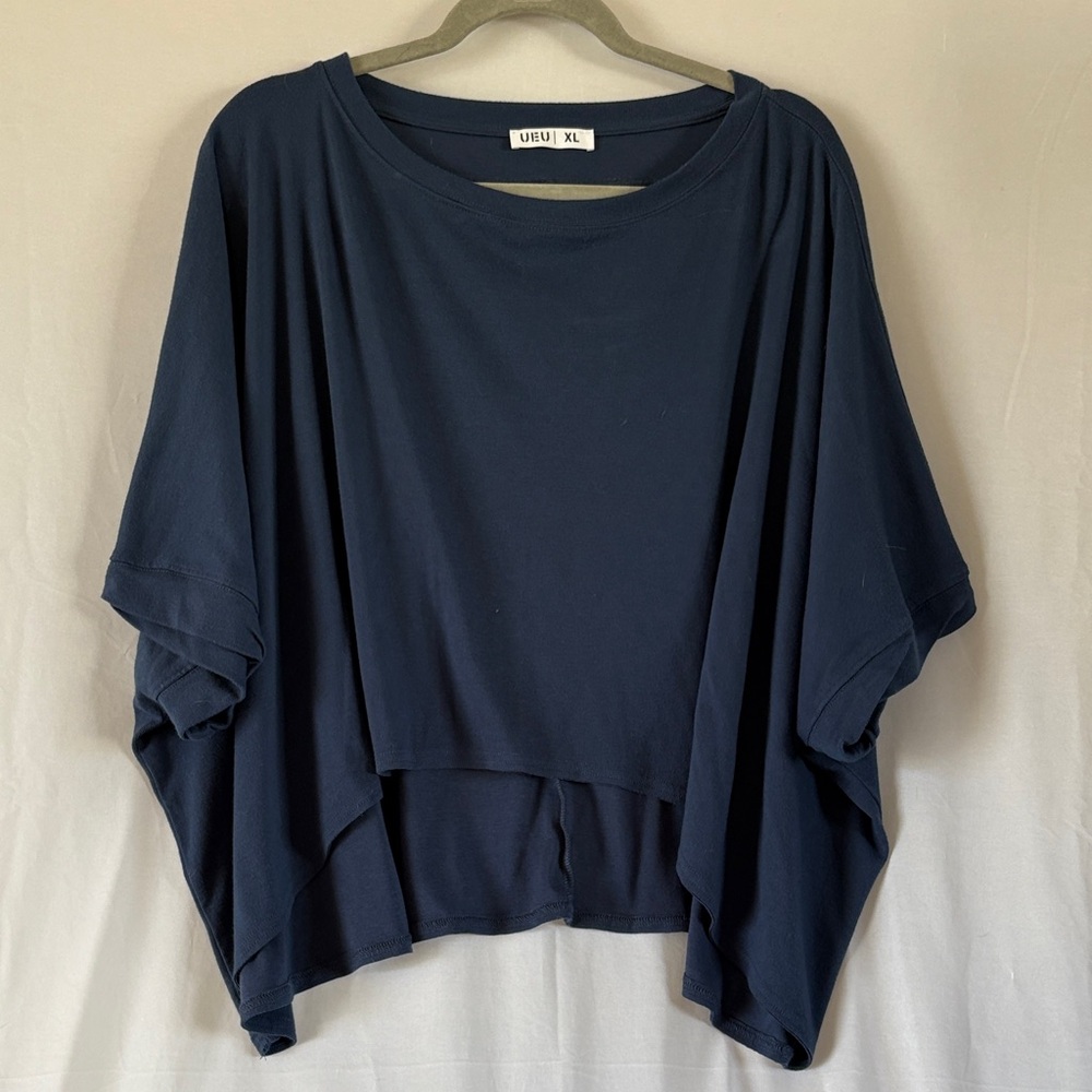 UEU Oversized Navy Blue Draped Tunic Top